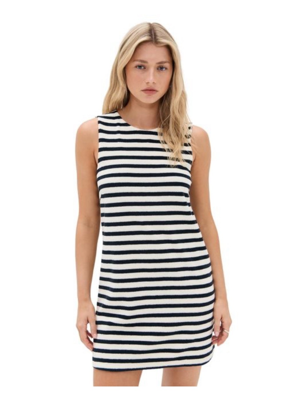 Suzi Kondi x ba&sh Black and White Striped Fawn Sleeveless Terry Mini Dress